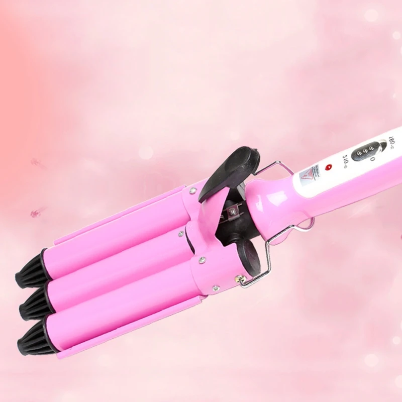 

22mm Professional 3 Barrels Electric Hair Curler Temperature Adjustable Curling Iron Wand for Long Short Hair Waver Water U1JE