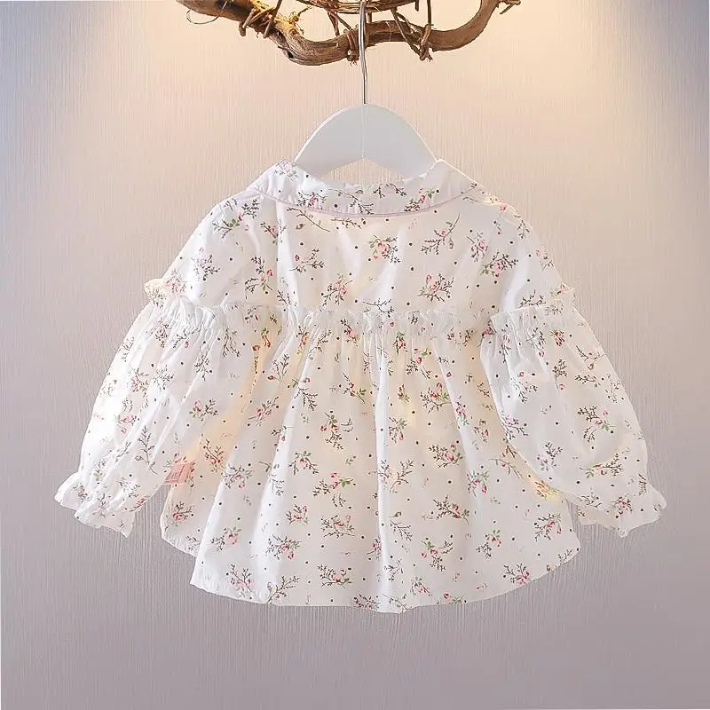 

Babys Floral Small Shirt Spring New Girls Long-sleeved Shirt Korean Style Children's Shirt