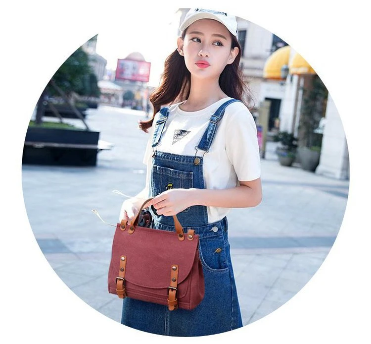 

New retro doctor canvas bag portable messenger bag large capacity commuter ladies fashion shoulder bag