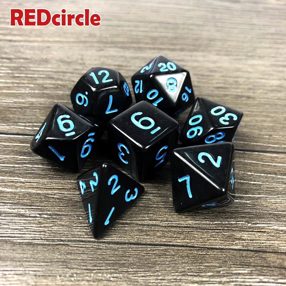 7 шт./компл. многосторонние игральные кости без непрозрачного эффекта D4 D6 D8 D10 D12 D20