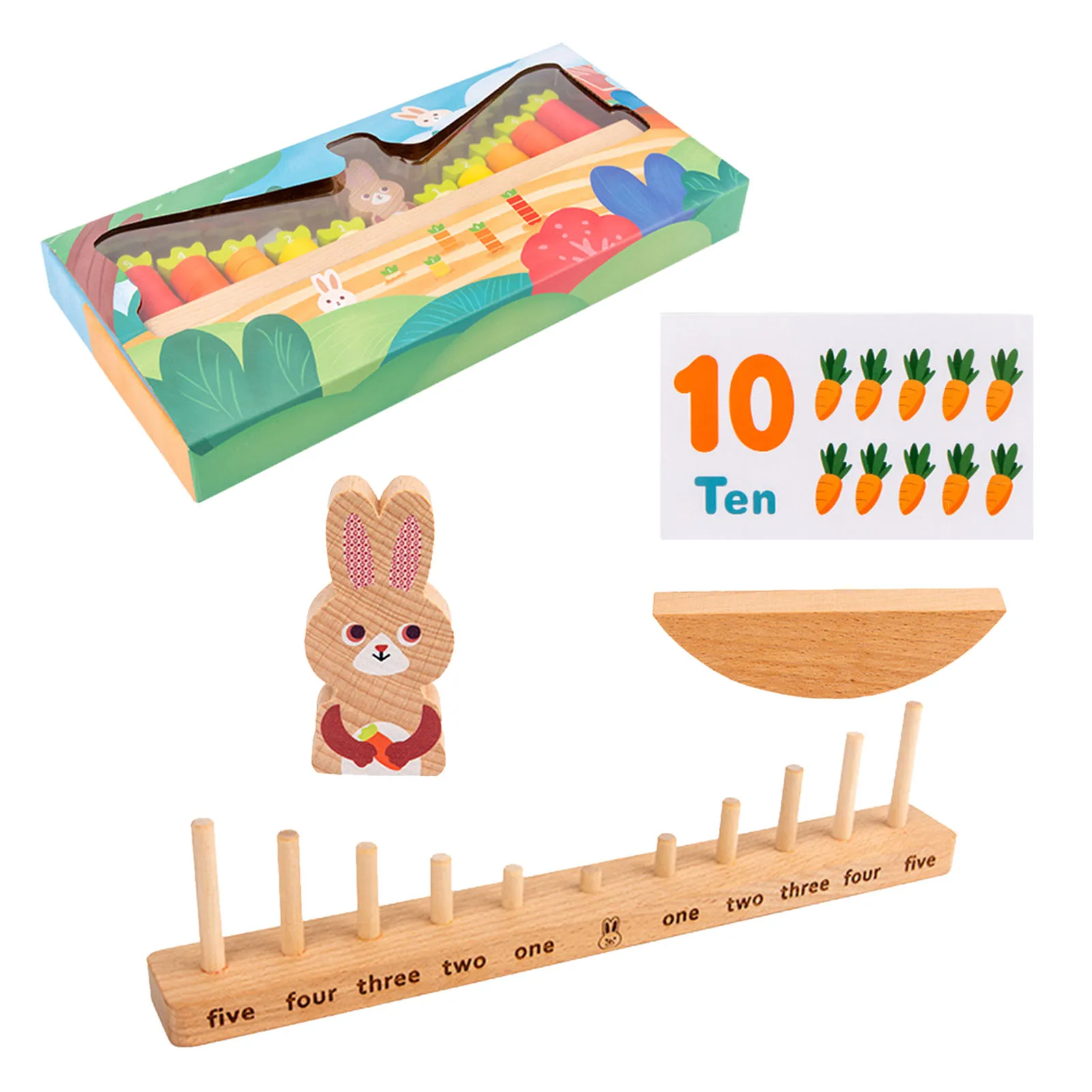 

Children's Wooden Math Stacking Game Counting Balancing Toys With Cards Building Puzzle Parent-child Interactive Wooden Toy