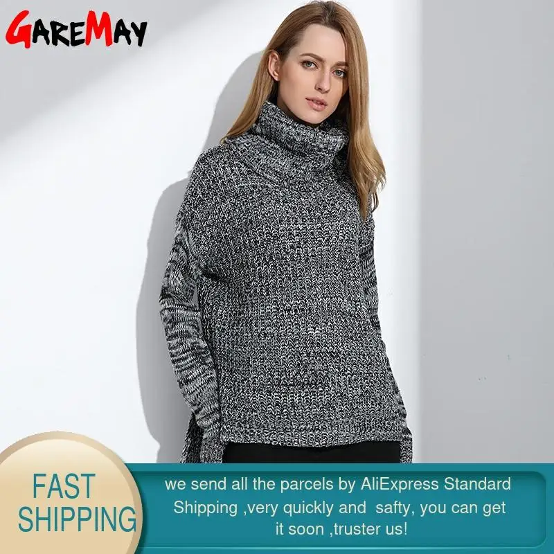 GAREMAY Womens Turtleneck Sweater Winter Warm Knitwear Oversized For Women Tops Fashion Long Clothing Ladies Jumpers | Женская одежда
