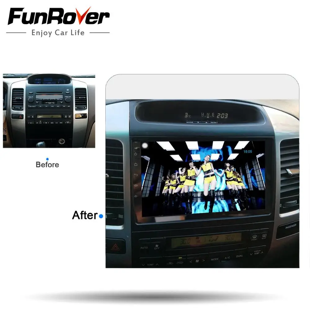 FUNROVER android10.0 2.5D+IPS car radio for Toyota Land Cruiser Prado 120 dvd multimedia player gps navigation system stereo | Автомобили