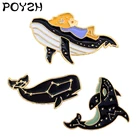 Значок из джинсовой ткани с изображением Кита, акулы