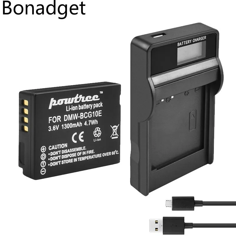 Bonadget 1300 мА ч для цифрового фотоаппарата Panasonic Lumix DMW BCG10 BCG10E DMC 3D1 TZ7 TZ8 TZ10 TZ18 DMCTZ19