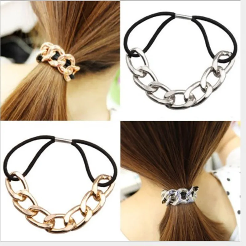 Повязка на голову с металлической цепочкой для женщин и девочек эластичная лента