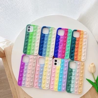 rainbow phone case for iphone 12 11 pro max x xs max xr 10 7 8 plus se 2020 relive stress fidget toys bubble soft silicone cover