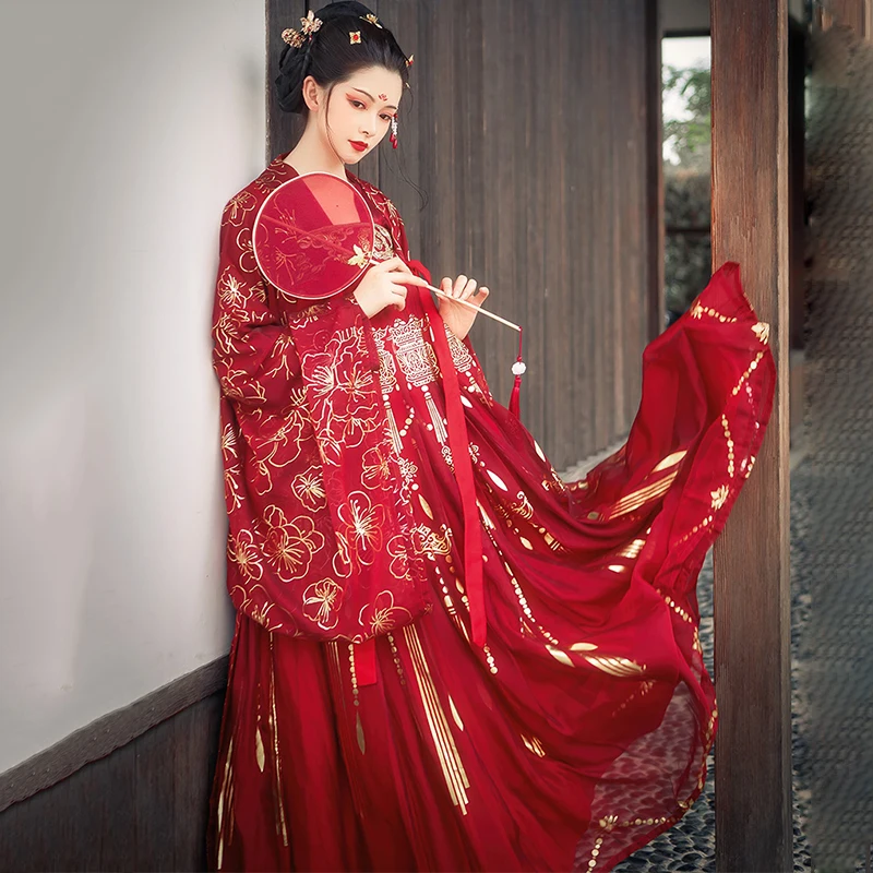 Женский красный костюм ханьфу в древнем китайском стиле традиционное платье для