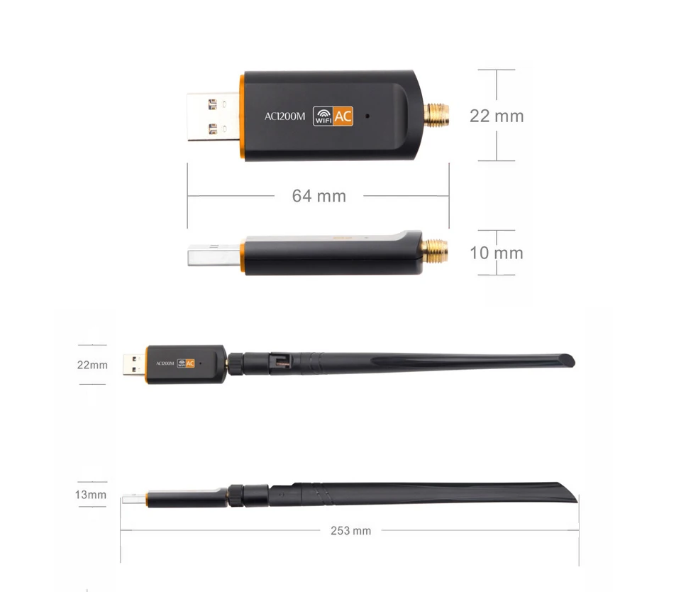 1200 м 5 дБ Беспроводной внешний ethernet 802.11ac ноутбук usb 2,4g 5g Настольный wifi адаптер antena dongle lan Wi-Fi карта longo alcance