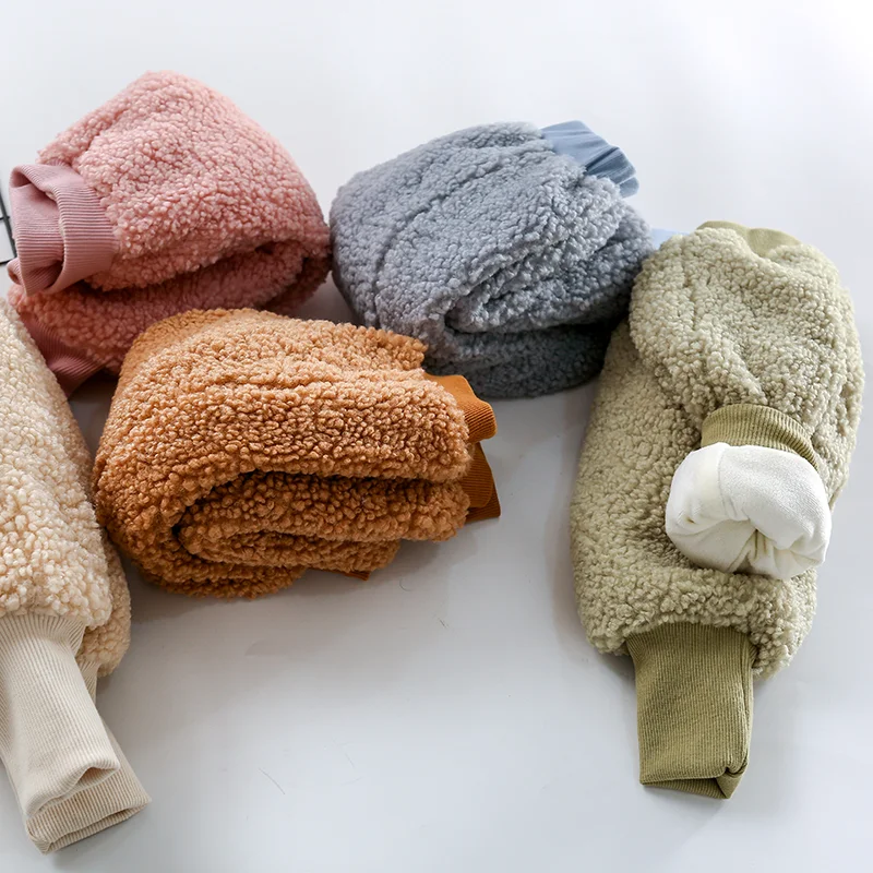 

New Girls Terry Pants 0-7 Years Old Children's Winter Clothes Solid Baby Kids Trousers Warm Children Straight Pant 3 Colors