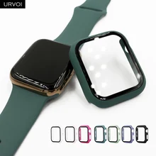 URVOI полное покрытие для Apple Watch series 5 4 3 2 матовый пластиковый бампер жесткий чехол рамка со стеклянной пленкой для iWatch защита экрана