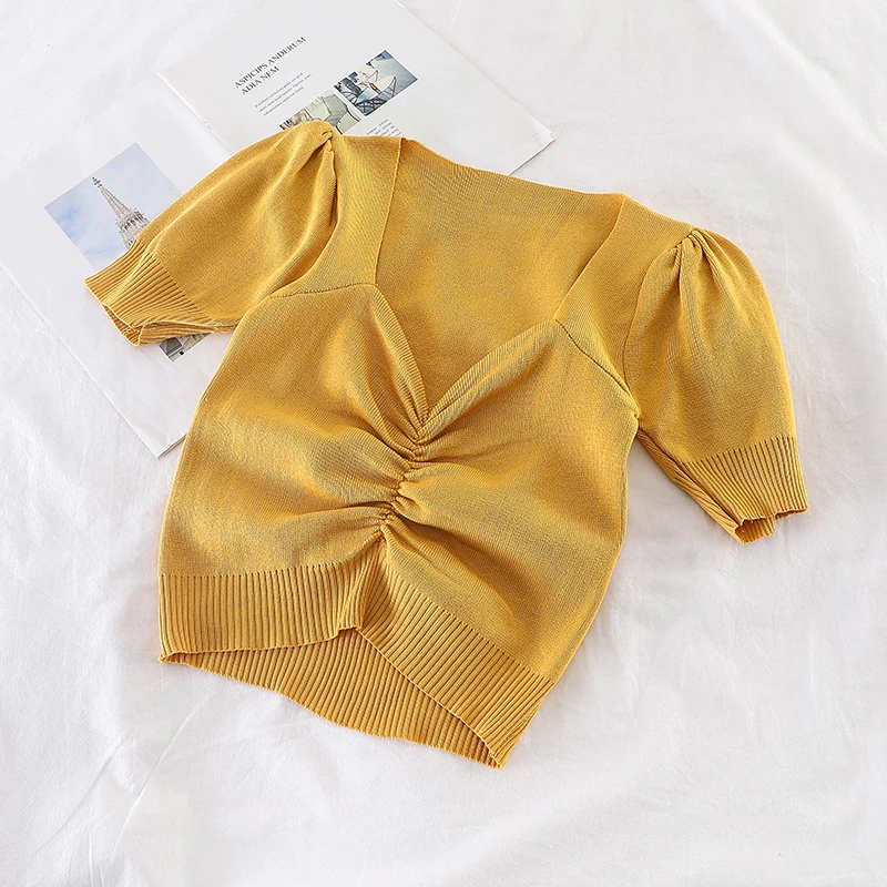 Женская футболка с V образным вырезом коротким рукавом|Футболки| |