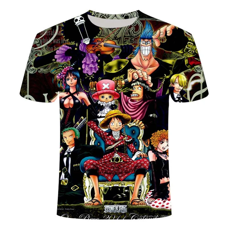 

3D printing summer T-shirt fire fist anime Luffy straw hat group T-shirt men loose casual T-shirt men clothes T-shirt cool