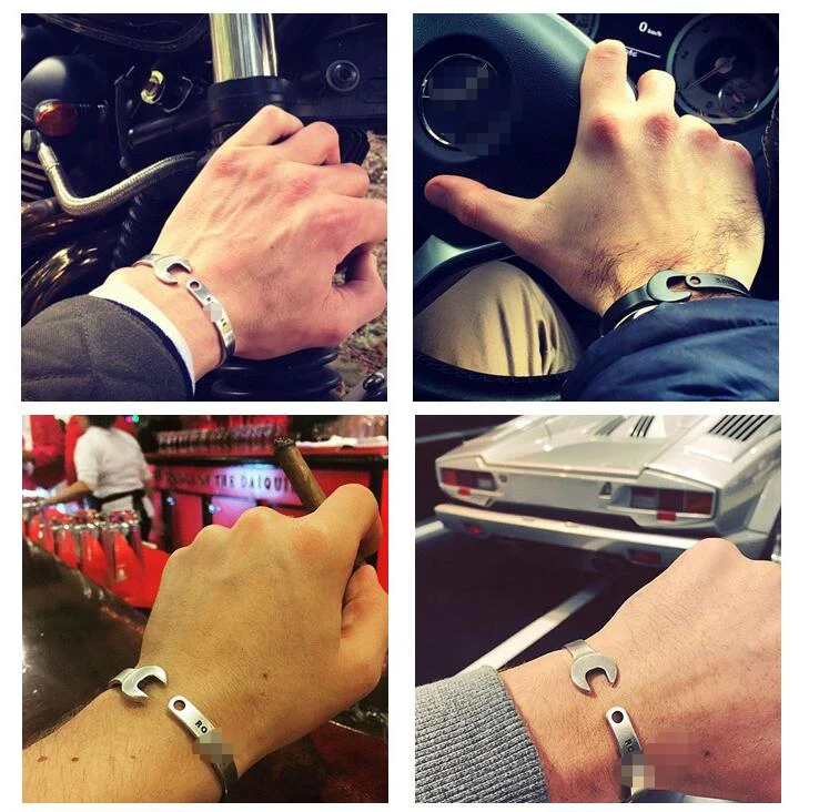 Ретро Винтажные Ностальгические Браслеты-застежки с интаглио из титановой стали машинного серебра "C"