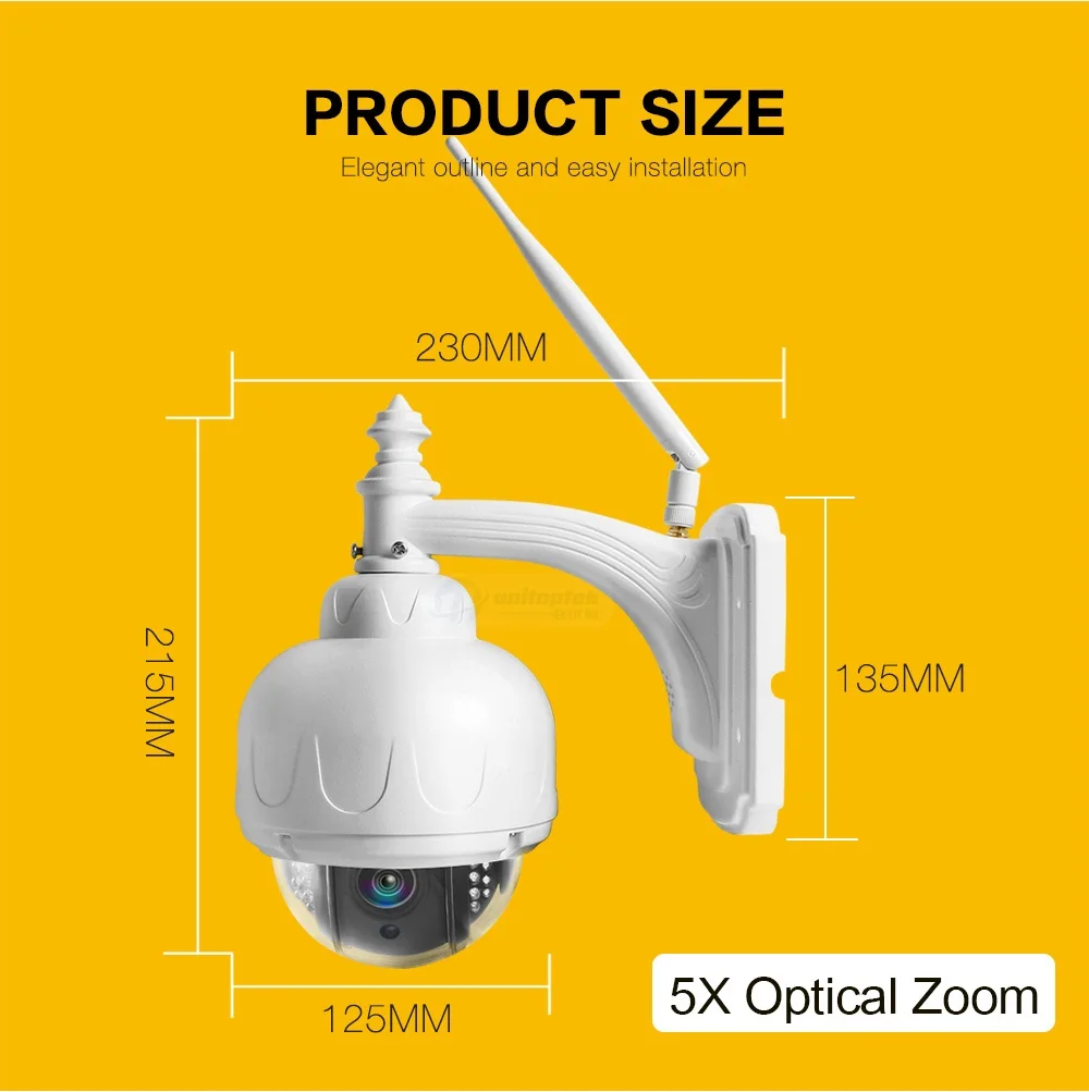 Full HD 1080P 2MP PTZ Беспроводная скоростная купольная ip-камера, Wifi, уличная безопасность, CCTV 2,7-13,5 мм, автофокус, 5X зум, SD карта, ONVIF P2P