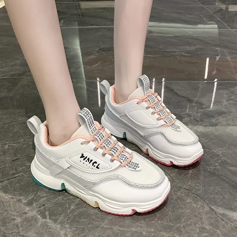 

2020 new rainbow bottom daddy shoes women's fashion wild sports shoes thick bottom casual white shoes X004