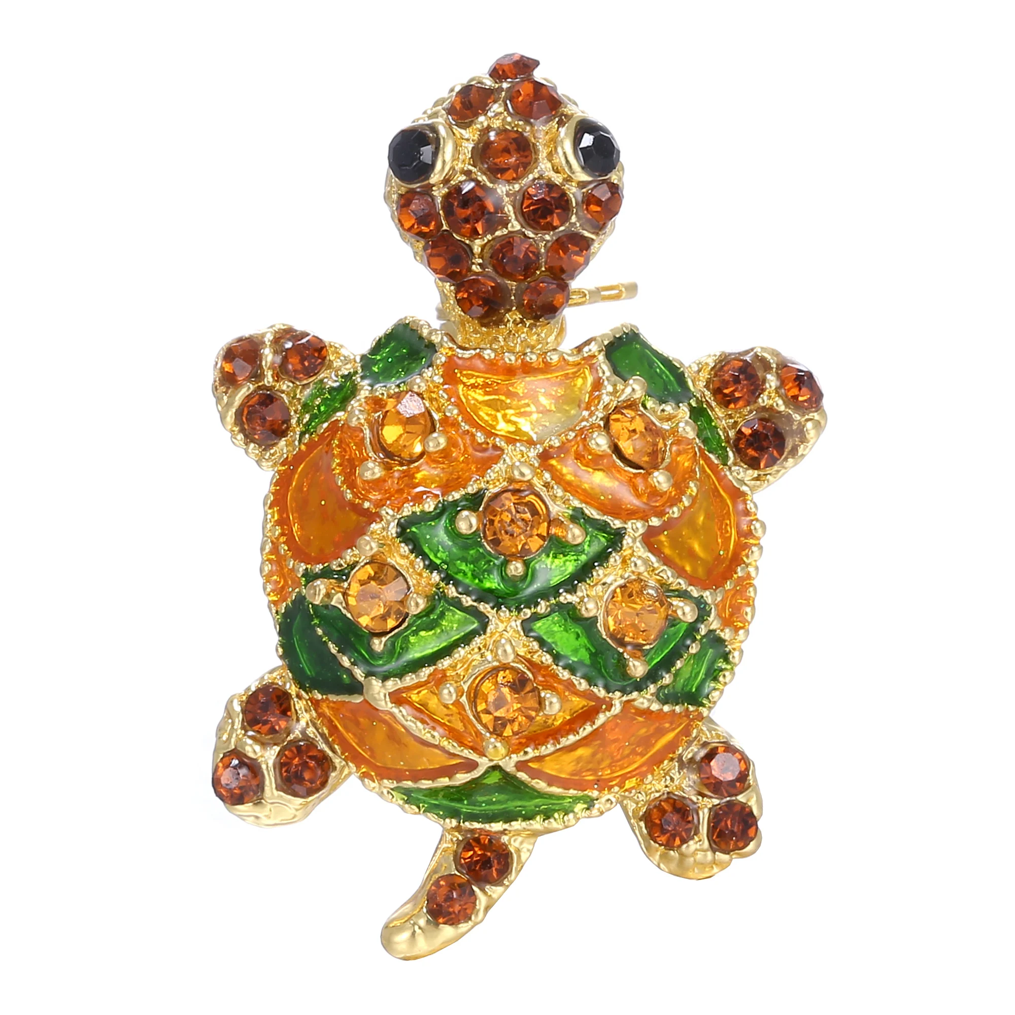 

RINHOO Yellow Green Rhinestone Turtle Brooches Women Men Sea Turtle Animal Party Causal Brooch Pins Christmas Gifts Wholesale