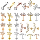 Серьга-гвоздик из хирургической стали с фианитом для пирсинга хрящевой ткани козелка губ, ювелирное изделие для пирсинга губ, тела, 1 шт.