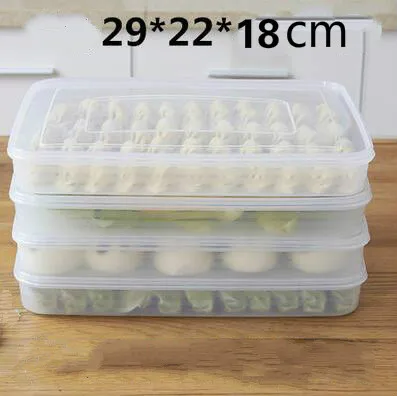 2 слоя клецки коробка холодильник еда контейнер без разделения кухня прозрачный с крышкой пластиковый чехол для хранения mx621113 - Цвет: 4layer-29X22X18cm