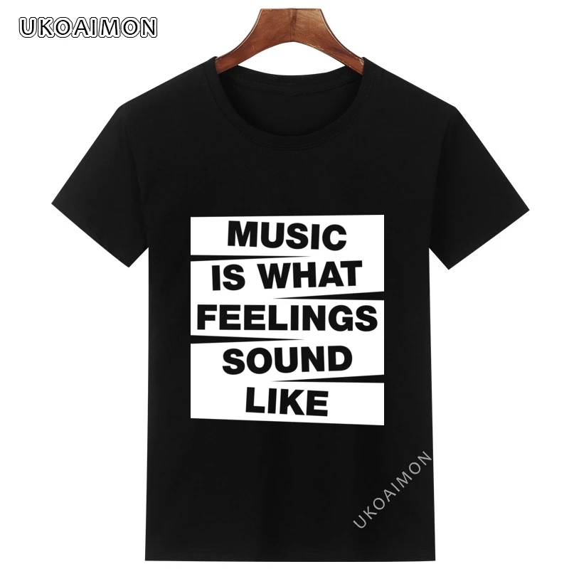 Футболка с надписью Music Is What Feeling Sound классные популярные футболки Специальная