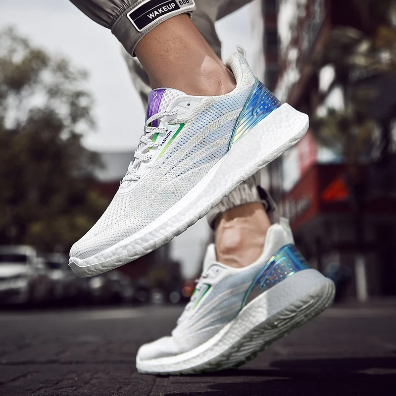 Кроссовки Flywire мужские для бега повседневная Летняя обувь с плетеной подошвой со