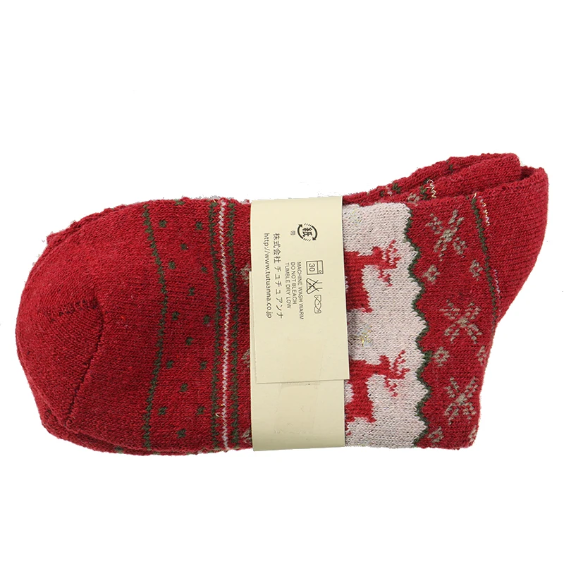 5 Pairs Women Girls Thick Winter Socks Warm Christmas Elk Deer Sock 5 Colors Cute Autumn And Winter Christmas Socks
