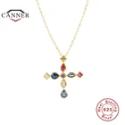 Автоклав разноцветные циркоовые крест ключица цепочка ожерелье для женщин 925 Стерлинговое Серебро геометрической формы изысканный подарочные ожерелья украшения