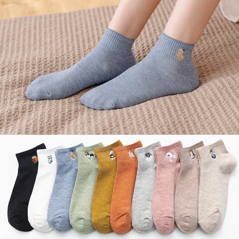 10 pieces = 5 pairs women slipper socks pure color animal cotton spring/summer female socks women socks