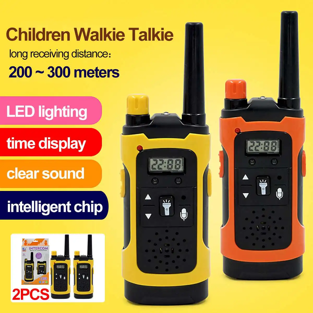 

1 пара детских радиоприемников со светодиодным светильник, портативные беспроводные Радиоприемники, обучающие игрушки для детей