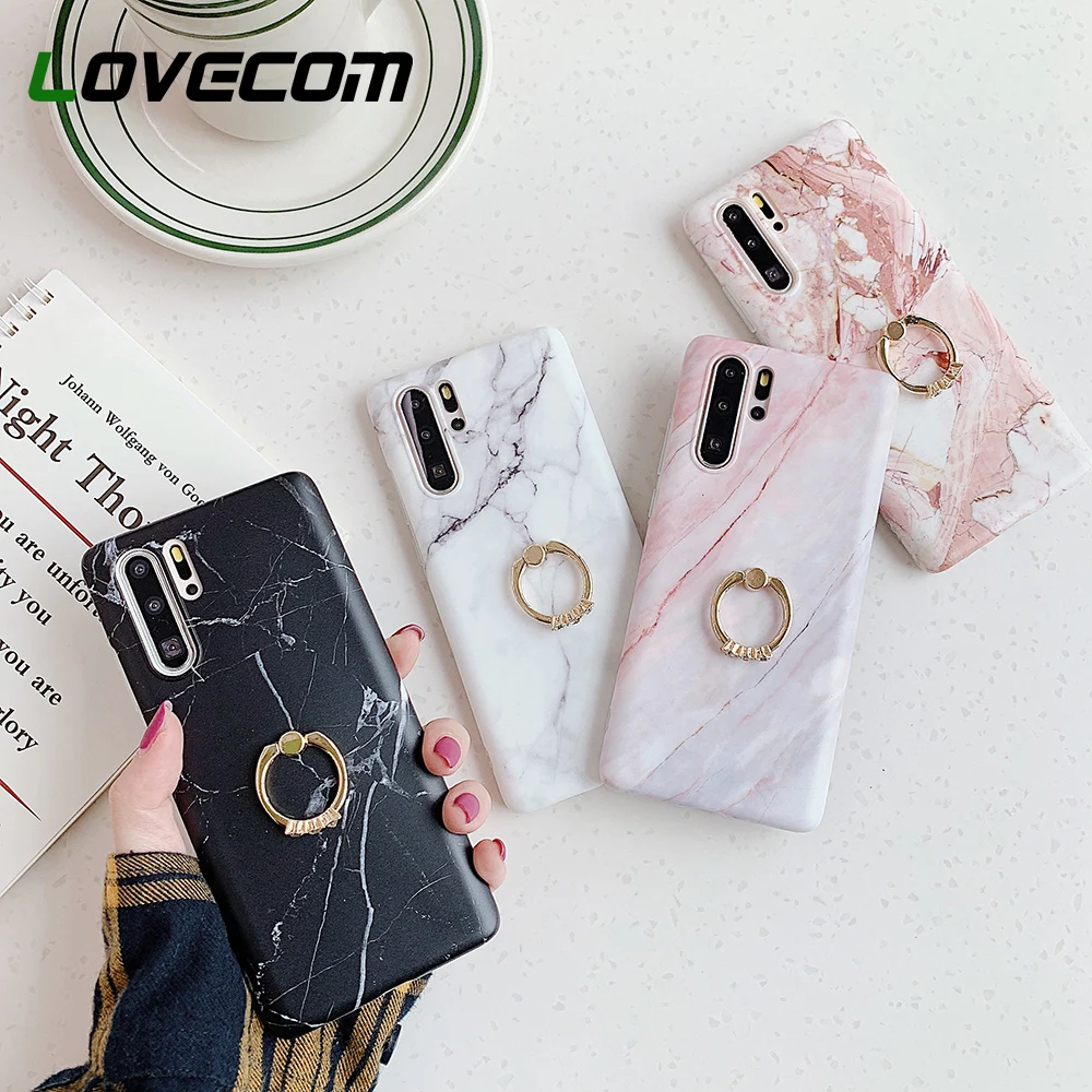 Чехол LOVECOM с матовой мраморной текстурой для телефона Huawei P40 Pro P30 P20 Lite Mate 30 20