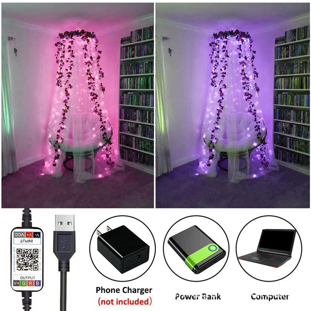 

LED Strip Lights RGB Bluetooth-Compatible APP Control USB Lamp Ribbon for Festival Bedroom Christmas Decoration Night Light