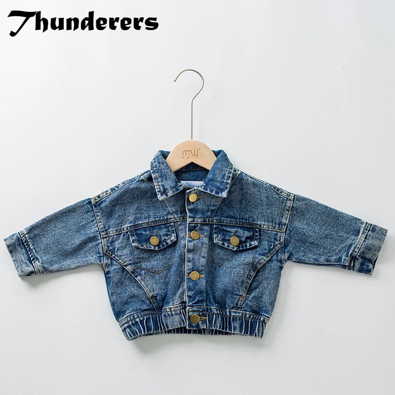 Новинка 2019 года Модная Джинсовая куртка для девочек и мальчиков с длинными