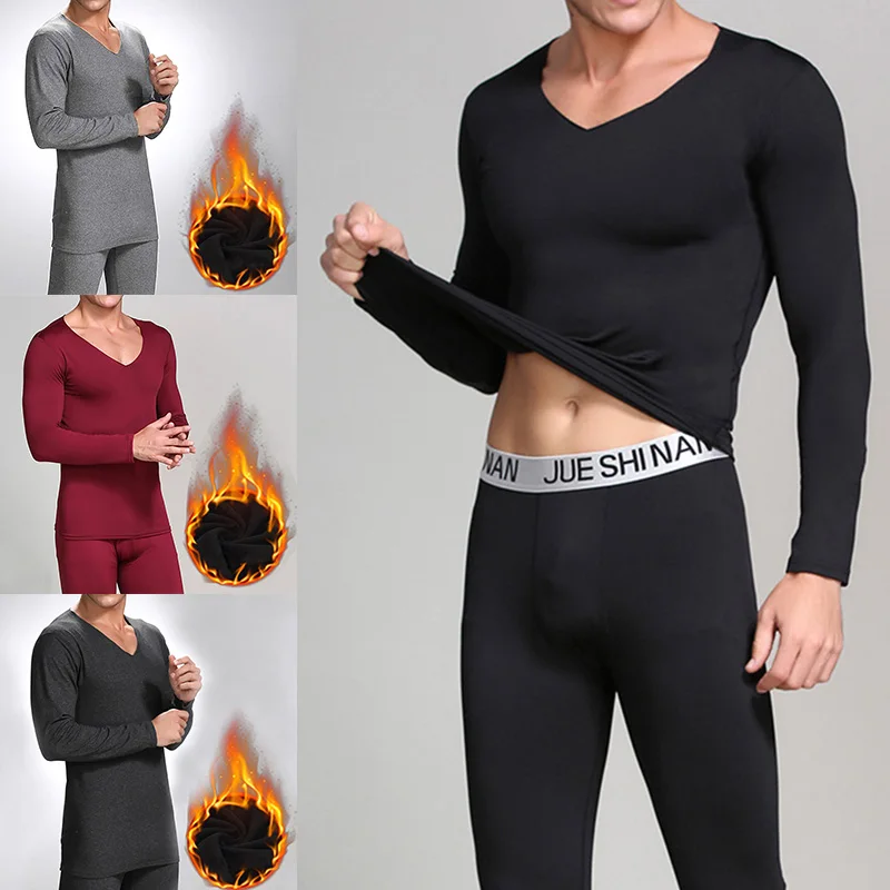 thermal pants Men Underwear Suit Hot Stylish Plus Velvet Warmth Constant Temperature 37 Degrees Autumn And Winter Comfortable Underwear Suit long johns pants