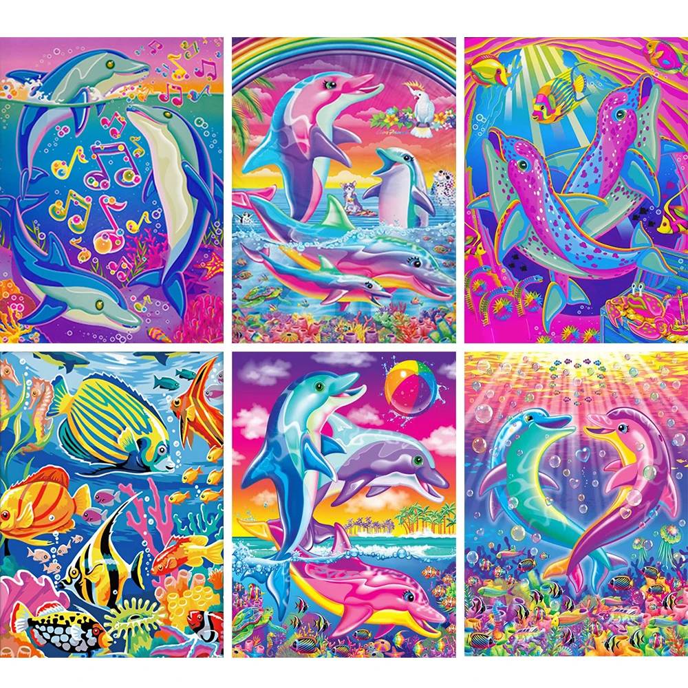5D алмазная живопись цветной дельфин Новое поступление животное мозаика вышивка
