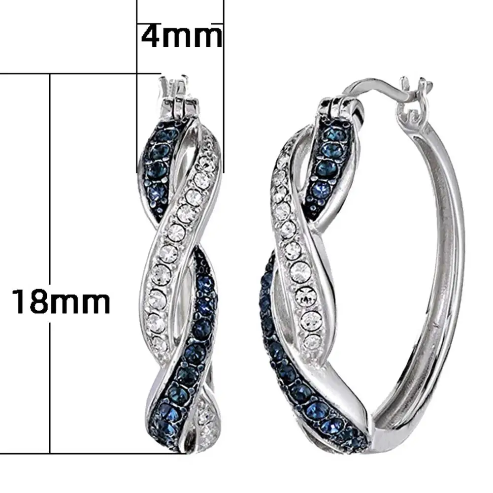

Two-tone Fashion Women Alloy Rhinestone Ear Hoop Earrings Jewelry Accessory Gift
