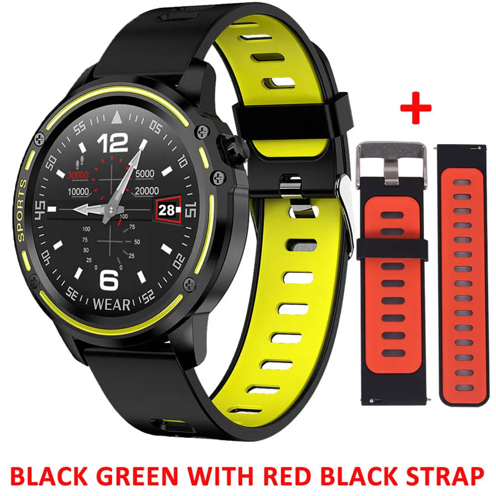Green with red L8 Смарт часы мужские часы IP68 Водонепроницаемые Смарт часы ЭКГ кровяное давление пульсометр спортивные фитнес pk L5 L9 Смарт часы - Цвет: Green with red
