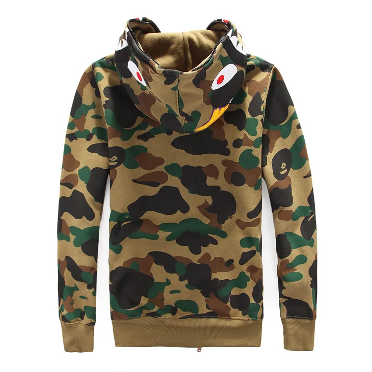 

Bappe Hoodies Men Winter Camouflage Brushed Casual Hooded Coat Japanese Streetwear Harajuku Sweatshirt Jacket