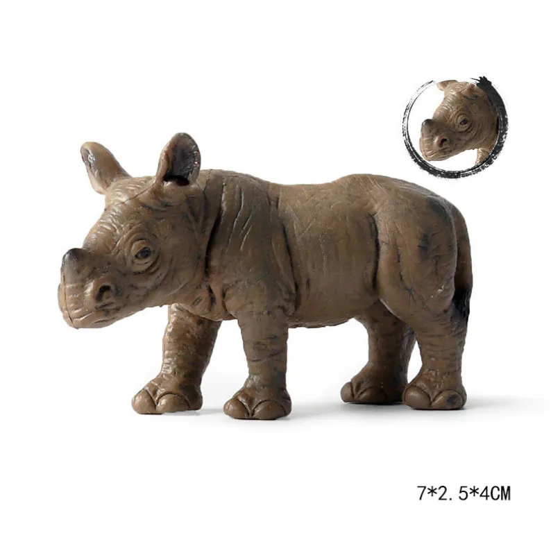 Little rhino Милый куб модель моделирование зоопарк дикая природа фигура прекрасная образовательная детская панда Лев Зебра слон животное игрушка для детей Декор подарок - Цвет: Little rhino