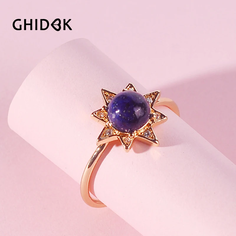 GHIDBK Изящный цветок камень горный хрусталь обычное кольцо Простой повседневный