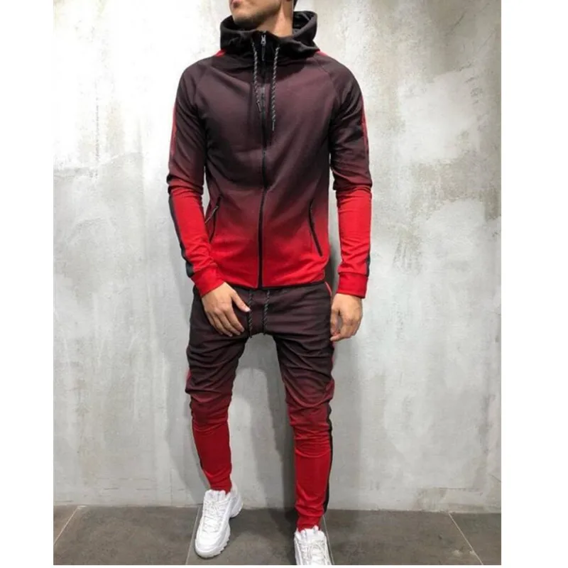 Мужской спортивный костюм на молнии комплект из 2 предметов Мужская одежда