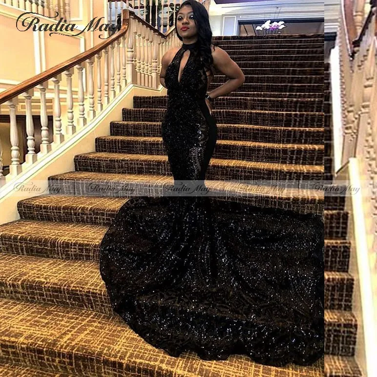 Сексуальное черное платье Русалка Heyhole с высоким горлом в африканском стиле для