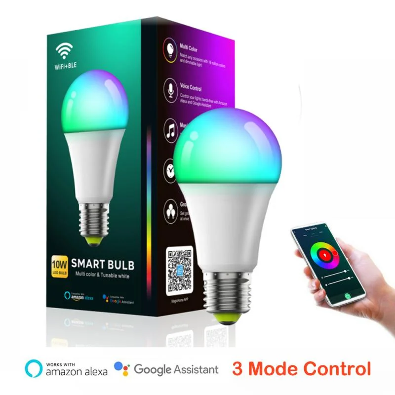

Colorful Changing Lamp Led 190-240V RGB+CW Magic Bulb Led RGB Dimmable Light Led Bulb RGBCW E27 10W Smart Control Spotlight