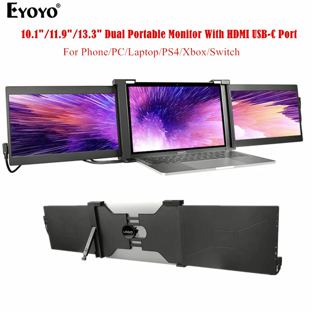 Eyoyo 13.3" 11.9" 10.1" Dual Portable Gaming Monitor IPS 1080P USB C HDMI Display FHD PS4 Laptop Screen for PC Phone Xbox Switch