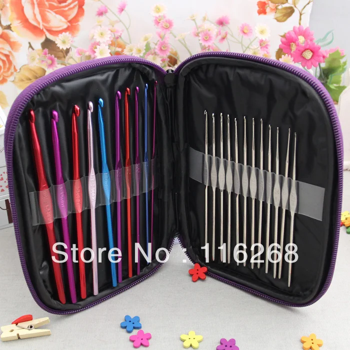 22 шт. нержавеющая сталь вязальный крючок иглы цвета: золотистый серебристый