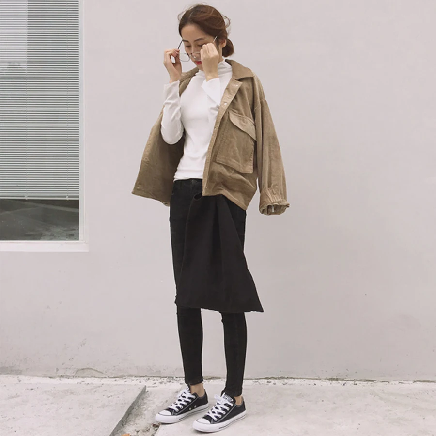 Осенняя Вельветовая куртка Женские винтажные пальто новые женские повседневные