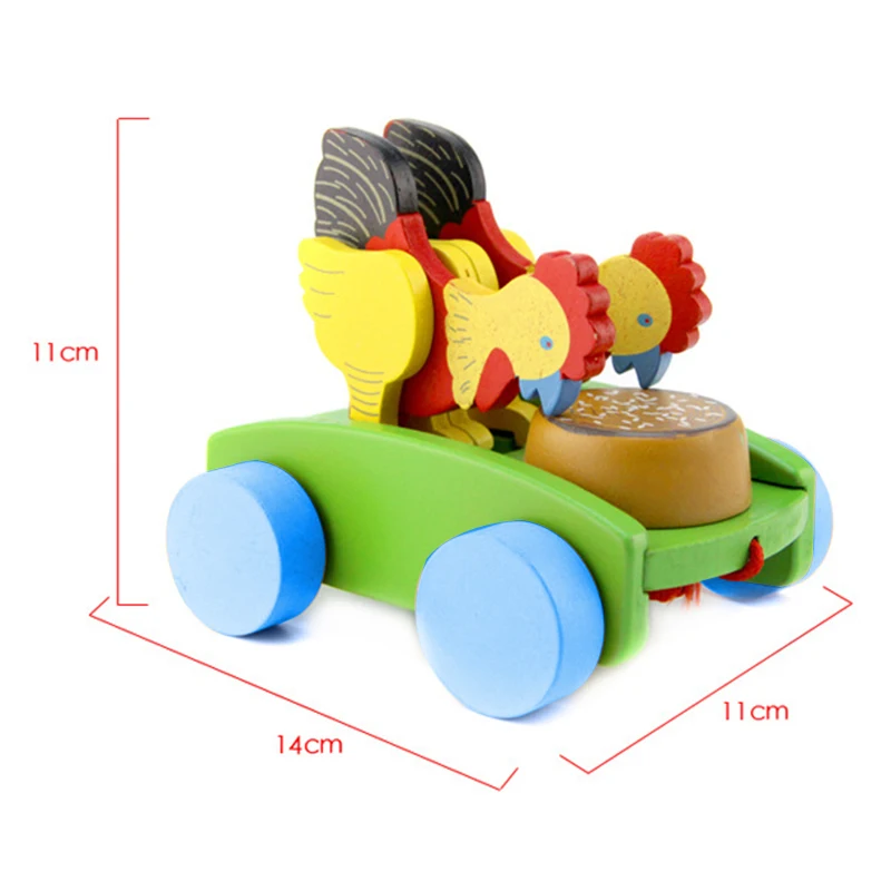 

Pull Along Wooden Chick Toy Gift Toddlers Early Educational Wooden Walking Toy Kids Chick Peck Rice Games Classic Wind Up Toy