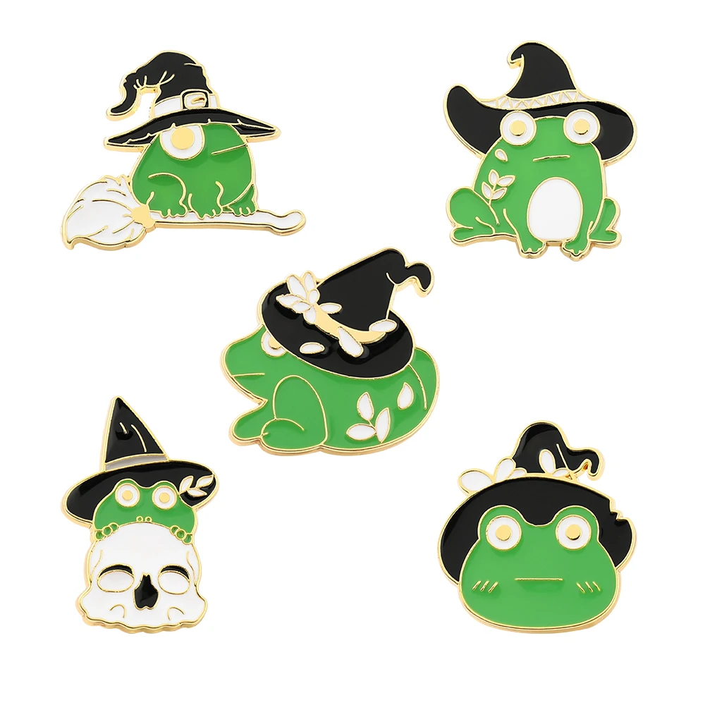 

Enamel Pin With Wizard Hat Frog Brooch Bag Clothes Lapel Badge Cute Fashion Cartoon Jewelry For Children And Friends