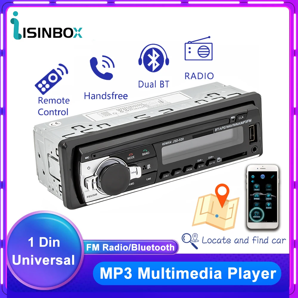 

Автомобильное радио ISINBOX 1 Din Bluetooth громкая связь FM стерео аудио USB AUX-In MP3-плеер с функцией дистанционного управления позиционирование