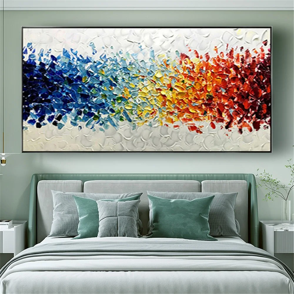 

100% Handmade Purple Flower Petal Leaf Poster Modern Abstract Large Canvas Wall Art Oil Paintings Decor Home Living Room Mural