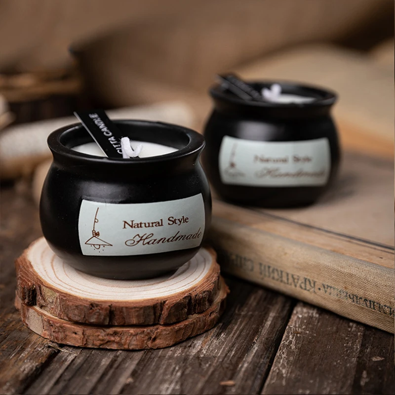 Черные керамические горшки в скандинавском стиле ароматические свечи ручной